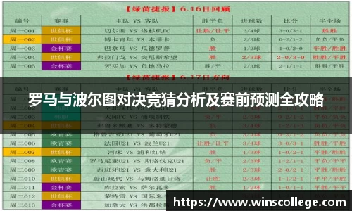 罗马与波尔图对决竞猜分析及赛前预测全攻略